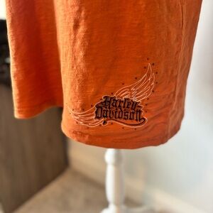 Womens Harley-Davidson Plus Size 2X Burnt Orange Graphic Tee Short Sleeve